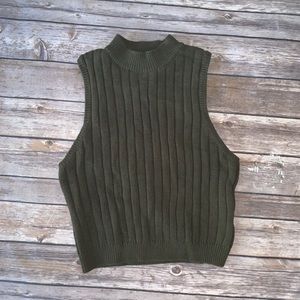 High neck sleeveless sweater top